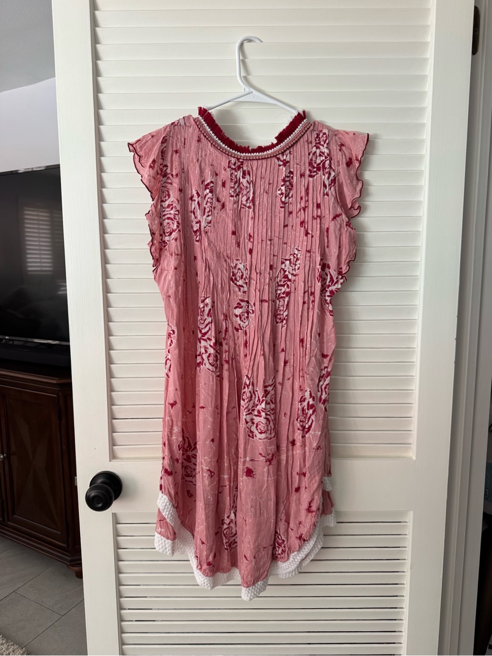 Poupette St. Barth Pink and Red Floral Fringe Tunic Dress - Picture 2 of 3